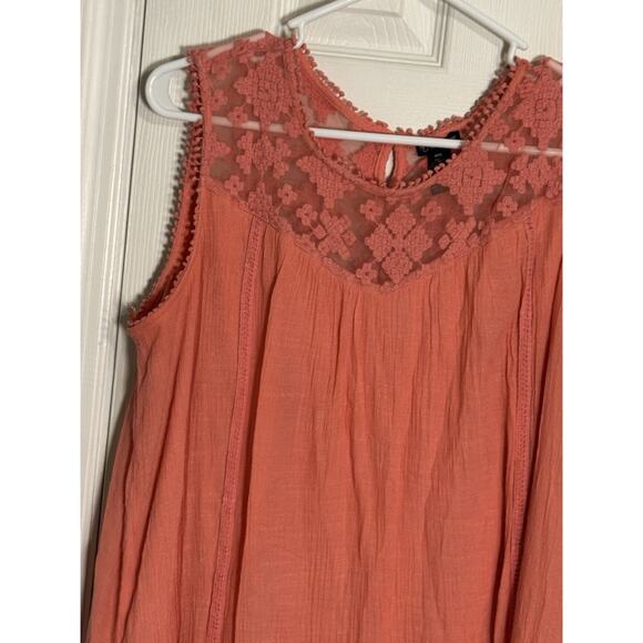 New Directions Petite Pink/Coral Dress, Sleeveless, Lace, Pom Poms, PXL - Picture 2 of 6
